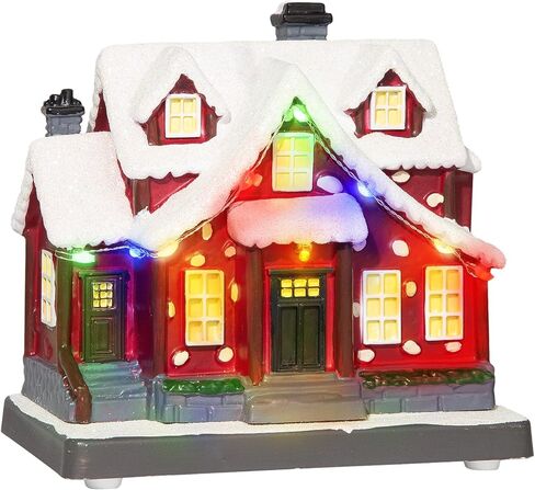 Christmas Village House with LED Light-up, 4.9 Inch Christmas Collectible Building, Mini Village Decoration, Xmas Decor for Indoor Home, Family Room, Desktop & Tabletop in Saudi Arabia