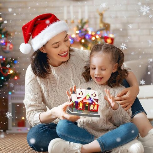 Christmas Village House with LED Light-up, 4.9 Inch Christmas Collectible Building, Mini Village Decoration, Xmas Decor for Indoor Home, Family Room, Desktop & Tabletop in Saudi Arabia