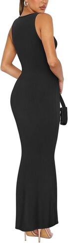 REORIA Sexy Square Neck Sleeveless Elegant Ribbded Long Maxi Dress Wedding Guest Dresses for Women 2026 Summer in Saudi Arabia