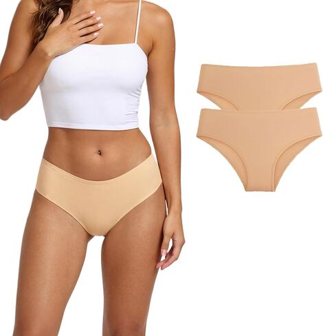 6 Pack Womens Cotton Underwear Soft Stretchy No Show Briefs, Everyday Comfortable Bikini Panties, Lightweight Underwear in Saudi Arabia