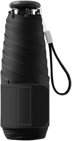 Mini Travel Folding Umbrella with Micro Button Handle&5cm/2IN Hook and Loop Strip for Women Men Kids-Portable Compact Pocket Parasol,Lightweight Small,6 Ribs,Anti UV Protection,Rain Sun, Backpack,Car in Saudi Arabia
