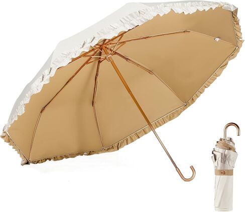 LCY Floral Edge Compact Umbrella Folding Anti-UV Parasol with Hook Handle Sunproof Rainproof & Windproof Umbrella in Saudi Arabia