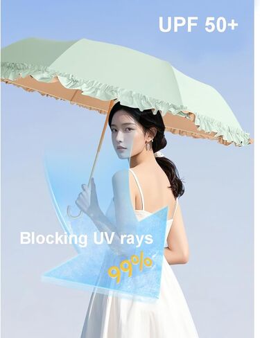 LCY Floral Edge Compact Umbrella Folding Anti-UV Parasol with Hook Handle Sunproof Rainproof & Windproof Umbrella in Saudi Arabia