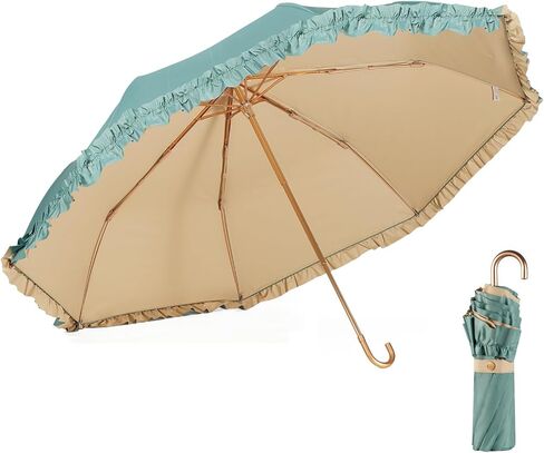LCY Floral Edge Compact Umbrella Folding Anti-UV Parasol with Hook Handle Sunproof Rainproof & Windproof Umbrella in Saudi Arabia