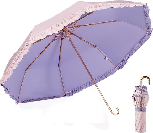 LCY Floral Edge Compact Umbrella Folding Anti-UV Parasol with Hook Handle Sunproof Rainproof & Windproof Umbrella in Saudi Arabia
