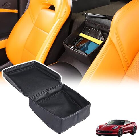 Sekhyna Car Central Control Storage Box Compatible with Chevrolet Corvette C7 2014-2019,Auto Armrest Seat Organizer Box,Armrest Storage Box Back Seat Organizer (Leather) in Saudi Arabia