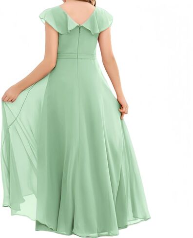 Junior Bridesmaid Dresses Chiffon Flower Girl Dress Girls Spaghetti Straps Party Pageant Gown Off-Shoulder in Saudi Arabia