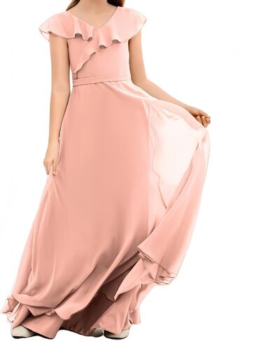 Junior Bridesmaid Dresses Chiffon Flower Girl Dress Girls Spaghetti Straps Party Pageant Gown Off-Shoulder in Saudi Arabia