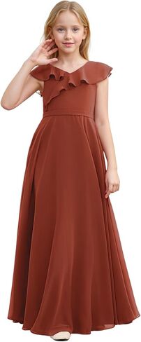 Junior Bridesmaid Dresses Chiffon Flower Girl Dress Girls Spaghetti Straps Party Pageant Gown Off-Shoulder in Saudi Arabia