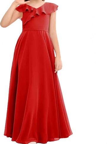 Junior Bridesmaid Dresses Chiffon Flower Girl Dress Girls Spaghetti Straps Party Pageant Gown Off-Shoulder in Saudi Arabia