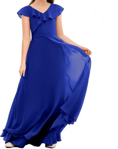 Junior Bridesmaid Dresses Chiffon Flower Girl Dress Girls Spaghetti Straps Party Pageant Gown Off-Shoulder in Saudi Arabia