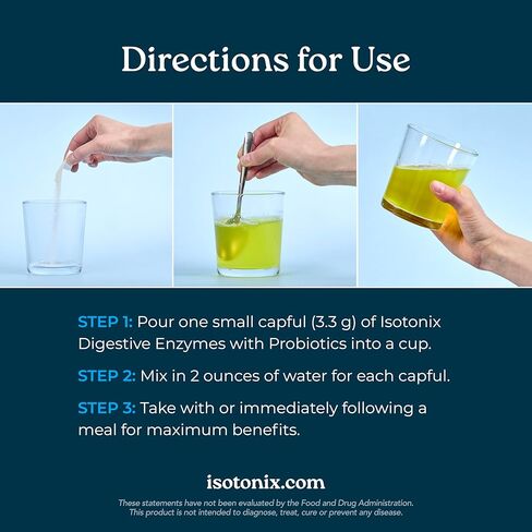 Isotonix® الإنزيمات الهاضمة مع البروبيوتيك | مركب DigeZyme® متعدد الإنزيمات وLactospore® Bacillus Coagulans | امتصاص العناصر الغذائية وتوازن القناة الهضمية وصحة الجهاز الهضمي | نباتي، خالي من الغلوتين | 90 حصة in Kuwait