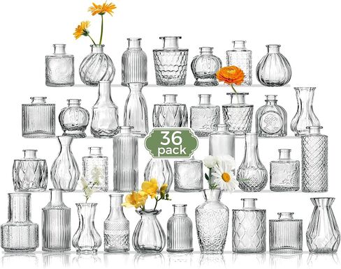 Bud Vase Set of 36PCS, Wedding Centerpieces for Tables Mini Clear Bud Vases for Flowers Small Flower Vases Suitable for Birthday Party Anniversary Wedding Baby Shower in Saudi Arabia