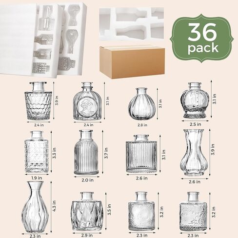 Bud Vase Set of 36PCS, Wedding Centerpieces for Tables Mini Clear Bud Vases for Flowers Small Flower Vases Suitable for Birthday Party Anniversary Wedding Baby Shower in Saudi Arabia