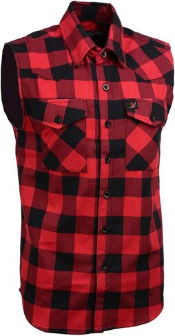 Milwaukee Leather Men's Classic Casual Button-Down Flannel Shirt with Cutoff Frayed Sleeves in Saudi Arabia