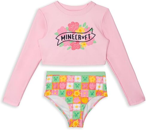 Minecraft Girls Rash Guard and Bikini Bottom UPF 50+ Swim Set Little Kid to Big Kid Sizes (6-14-16) in Saudi Arabia
