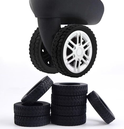 8 Pack Luggage Wheels Cover, Silicone Carry on Suitcase Wheel Covers for 2-2.4in for 8-Spinner Wheels Luggage Sets, Black in Saudi Arabia