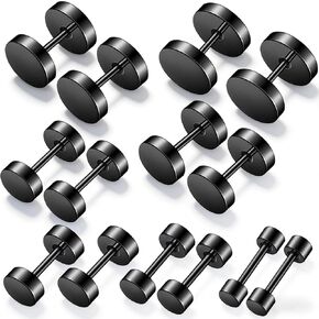 14 قطعة من الأقراط ذات القياس الزائف، قياسات صناعية للنساء، سدادات وهمية، أقراط سوداء للنساء، أقراط دائرية من الفولاذ المقاوم للصدأ، 4-10 مم، 7 مقاسات قرصية in Kuwait