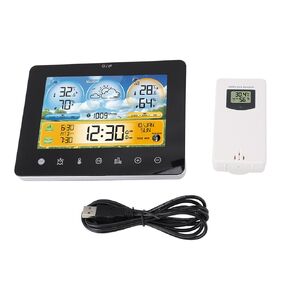 Pssopp Touch Digital Time Clock, Dual Power Supply Sensing Technology Colorful Screen Design Indoor Weather Forecast Station for Office Home in Saudi Arabia