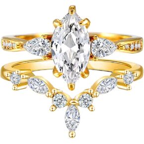 Luxury Wedding Ring Sets for Women 1CT Marquise AAAAA CZ Yellow Gold Plated Engagement Ring Wedding Band in Kuwait
