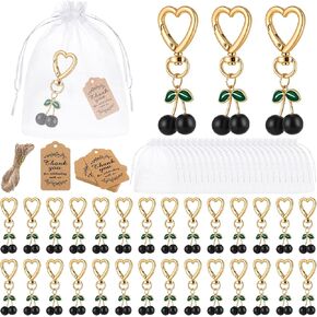 24 Set Cherry Keychains Bulk Xmas Party Gifts Cherry Keychains for Women Purse Charm Keyrings Accessories for Guests in Kuwait
