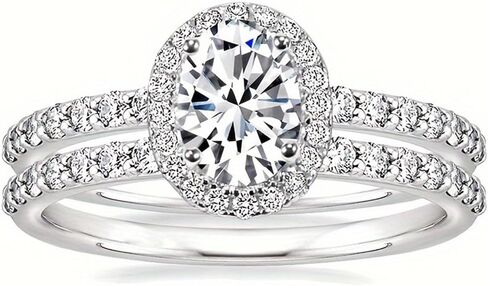 2pcs/set White Gold Plated Classic Fashion Cubic Zirconia Engagement Rings Wedding Bridal Band Promise Rings Evening Parties Anniversary Valentine's Day Gifts Eternity Bands for Women in Saudi Arabia