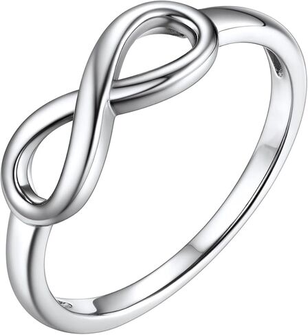 CCBFY 18k White Gold Plated 925 Sterling Silver Rings for Women Promise Rings for Her, Stackable Wedding Bands Rings for Women Infinity Forever Love Knot Ring in Saudi Arabia