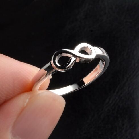 CCBFY 18k White Gold Plated 925 Sterling Silver Rings for Women Promise Rings for Her, Stackable Wedding Bands Rings for Women Infinity Forever Love Knot Ring in Saudi Arabia