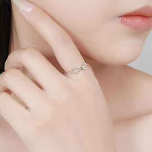 CCBFY 18k White Gold Plated 925 Sterling Silver Rings for Women Promise Rings for Her, Stackable Wedding Bands Rings for Women Infinity Forever Love Knot Ring in Saudi Arabia