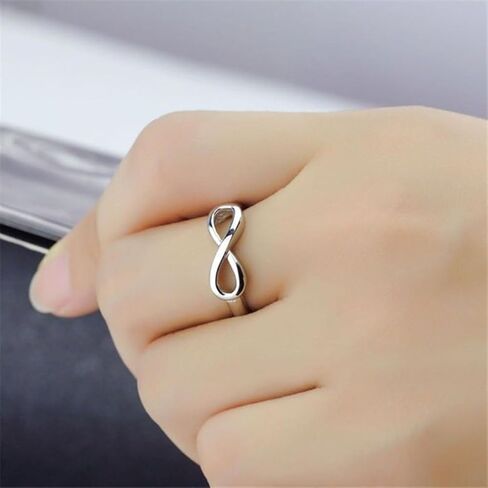 CCBFY 18k White Gold Plated 925 Sterling Silver Rings for Women Promise Rings for Her, Stackable Wedding Bands Rings for Women Infinity Forever Love Knot Ring in Saudi Arabia