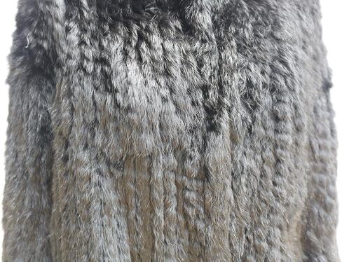 Women's Real Rabbit Fur Coat Loose Hooded Flare Sleeves Thickened Genuine Fur Jacket Short Streetwear in Saudi Arabia