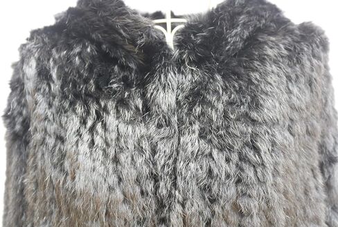 Women's Real Rabbit Fur Coat Loose Hooded Flare Sleeves Thickened Genuine Fur Jacket Short Streetwear in Saudi Arabia