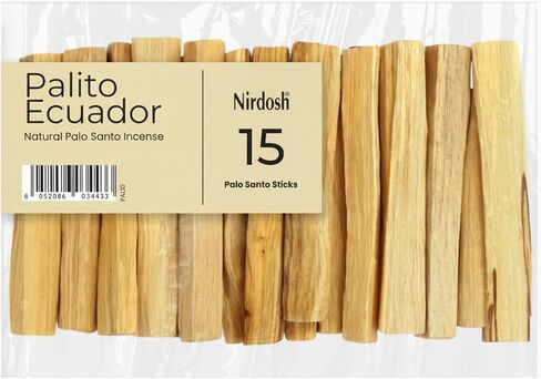 NIRDOSH PALITO - أعواد بالو سانتو 100% من الخشب الطبيعي من الإكوادور - 15 عصا (1.62 أونصة) - اليوغا والتأمل - Bursera Graveolens in Kuwait