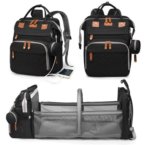 Baby Diaper Bags with Changing Station, Waterproof Diaper Bag Backpack for Moms Dads with USB Charging Port, Baby Shower Gifts, Large Capacity diaper backpack, Grey in Saudi Arabia