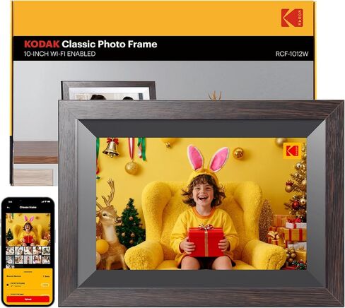 KODAK 14.1 Inch FHD Digital Picture Frame, 1920x1080 G+G IPS Digital Photo Frame with 32GB Large Storage, Quad-Core CPU, Premium Solid Wood Frame, Easy Photo Transfer via WiFi APP/Email/USB/SD Card in Saudi Arabia