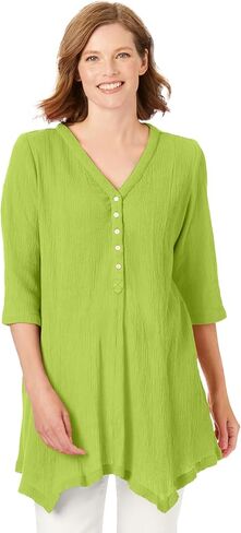 Woman Within Plus Size Handkerchief Hem Henley Tunic in Saudi Arabia