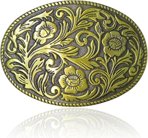 Vintage Floral Belt Buckle for Men Women Western Cowboy Belt Buckle Cowgirl Western Style Oval Design in Saudi Arabia