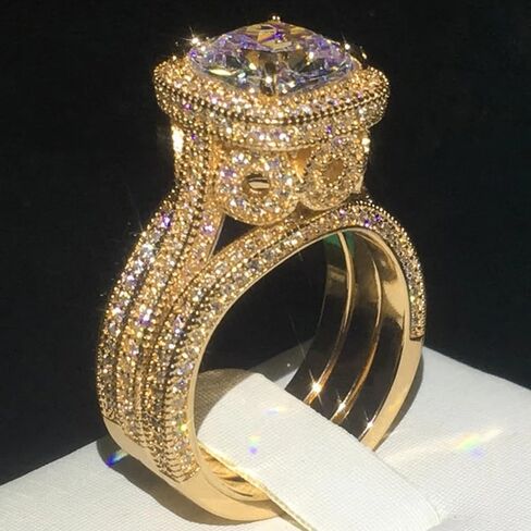Gorgeous Shining 3-Pc Set Rings with Cubic Zirconia for Women Fashion Wedding Jewelry in Saudi Arabia