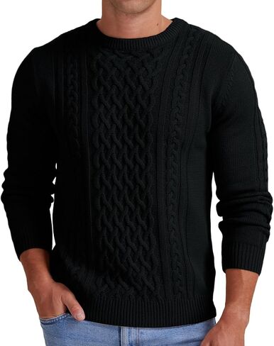 Askdeer Men's Pullover Sweater Fisherman Cable Knit Crewneck Sweater Winter Casual Knitted Sweaters with Ribbing Edge in Saudi Arabia