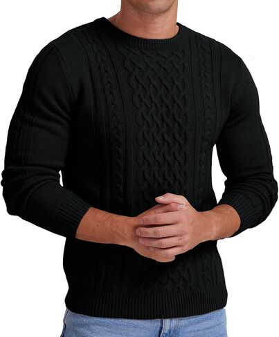 Askdeer Men's Pullover Sweater Fisherman Cable Knit Crewneck Sweater Winter Casual Knitted Sweaters with Ribbing Edge in Saudi Arabia