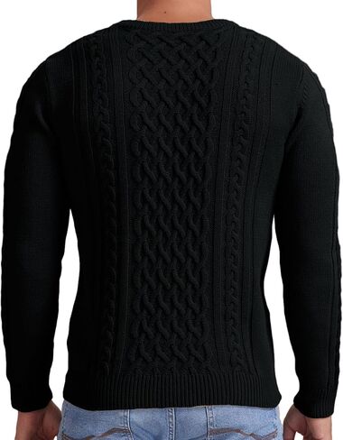 Askdeer Men's Pullover Sweater Fisherman Cable Knit Crewneck Sweater Winter Casual Knitted Sweaters with Ribbing Edge in Saudi Arabia