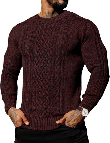 Askdeer Men's Pullover Sweater Fisherman Cable Knit Crewneck Sweater Winter Casual Knitted Sweaters with Ribbing Edge in Saudi Arabia