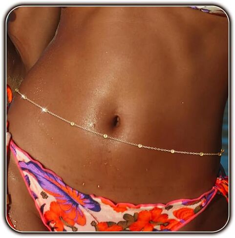 Gold Body Chain for Women Belly Waist Chain Sexy Bikini Beach Jewelry for Women Waterproof Cute Hips Stomach chain Belt Summer Vacation Accessories Gift For Her Boho Jewelry Adjustable 26.5-37Inch in Saudi Arabia