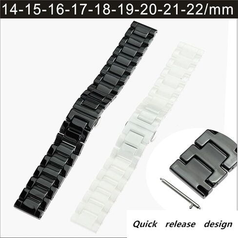 Ceramic Watch Band,18mm Universal Quick-release Strap, Stainless Steel Folding Buckle Wristband in Saudi Arabia