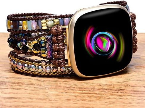 Boho Stone Watch Strap Compatible with Fitbit Versa 4/Versa 3/Sense 2/Sense,Women Men Handmade Natural Stone Colorful Jasper Strap for Versa 2 /Versa/Versa Lite in Saudi Arabia