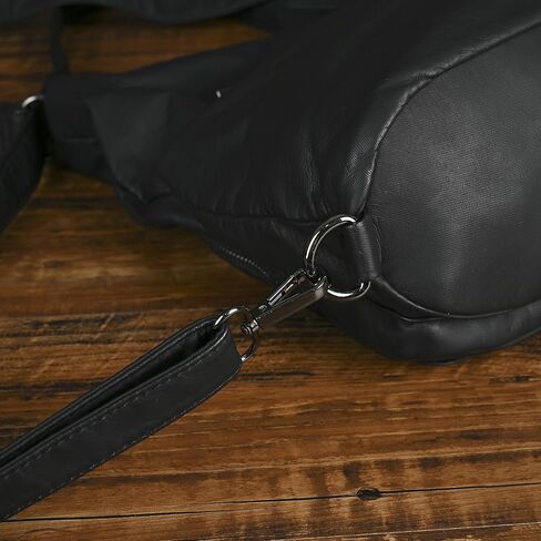 Convertible Hobo Handbag for Women, Genuine Leather Shoulder Bag with Rivets and Multiple Pockets for Work and Travel in Saudi Arabia