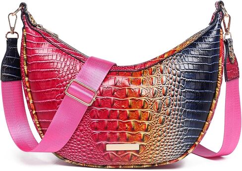 Crocodile Crossbody Hobo Bag for Women,Vintage Crescent Shoulder Purse in Vegan Leather, Soft Chic Handbag for Daily Outfits in Saudi Arabia