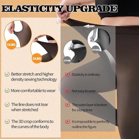 UniikStuff 2 Pairs Plus Size Fleece Lined Tights Womens- Winter Warm Fake Translucent Thermal Pantyhose leggings in Saudi Arabia