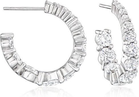 Ross-Simons 5.00 ct. t.w. CZ Inside-Outside Hoop Earrings in Sterling Silver in Saudi Arabia