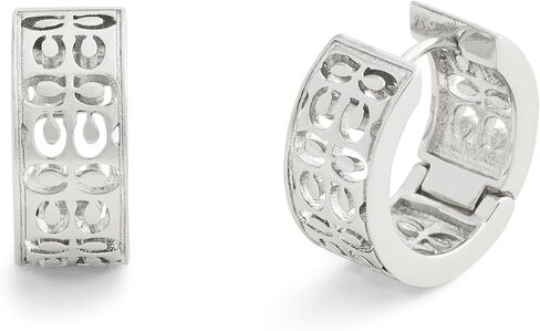 COACH Jewelry Women's Signature Quilted Cut Out Huggie Earrings in Saudi Arabia